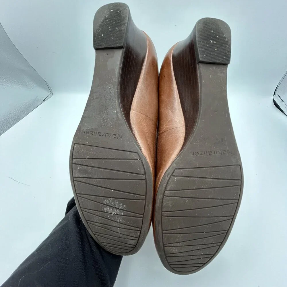Naturalizer Womens Denure Woven Leather Loafers 7.5M Brown Slip-On Comfort Shoes